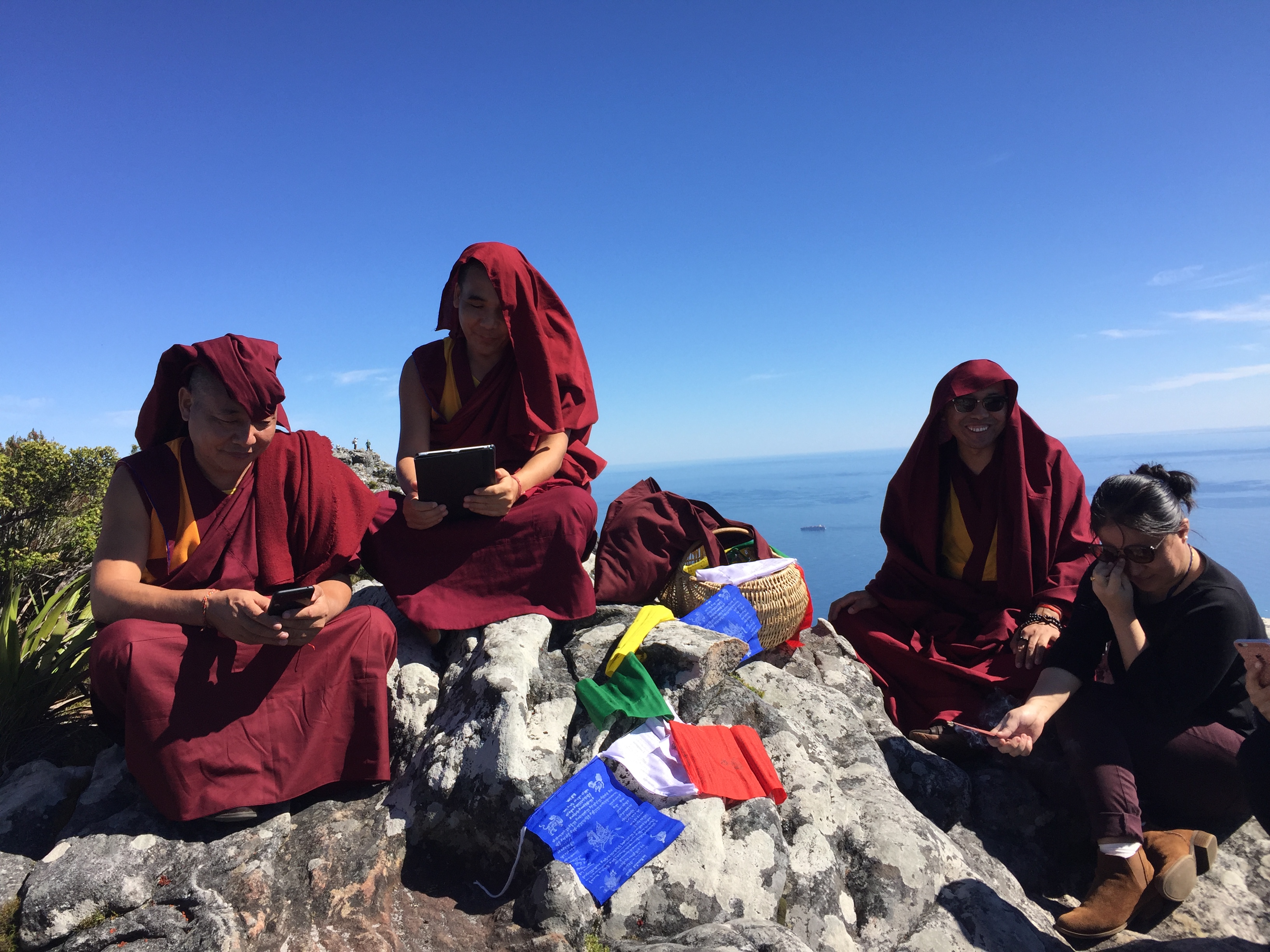 Tibetan Monks on top Table Mountain 365 Ubuntu Climbs